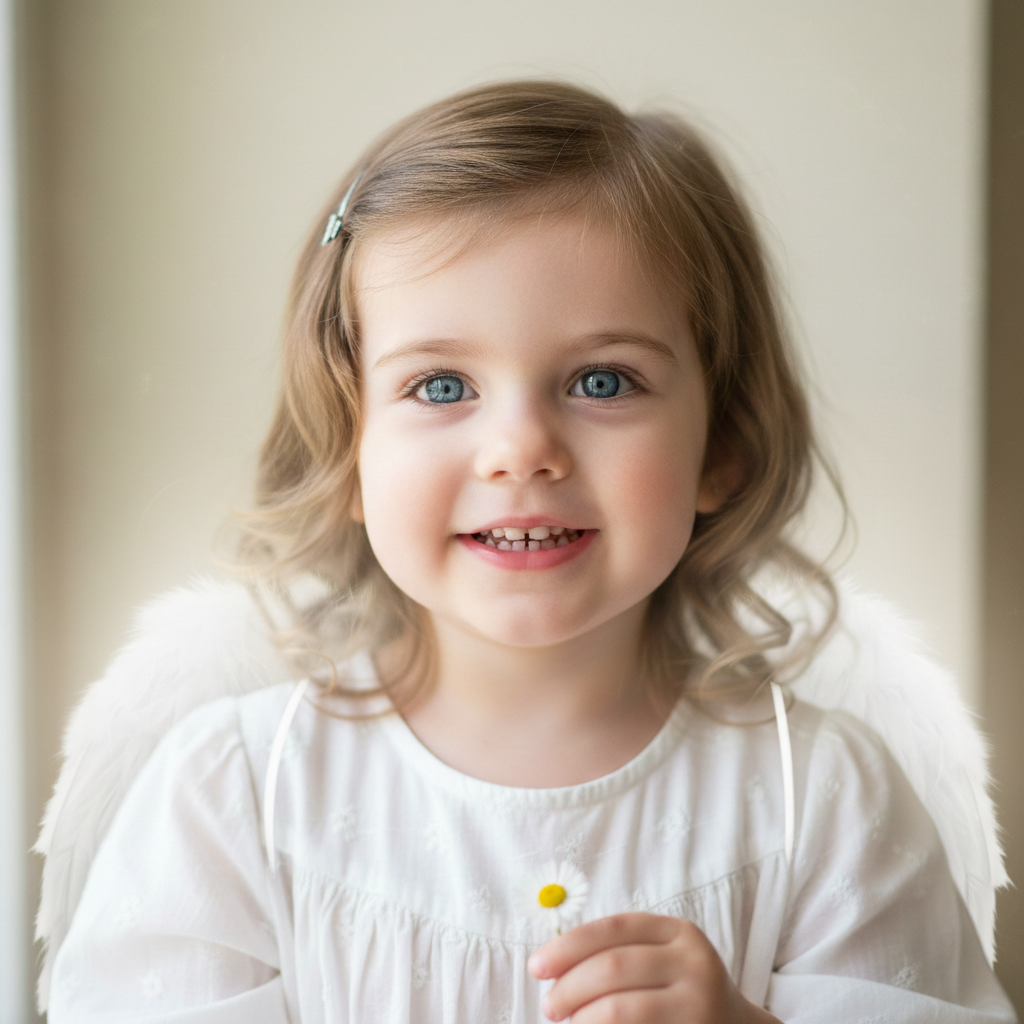 Same portrait with delicate cherub wings added