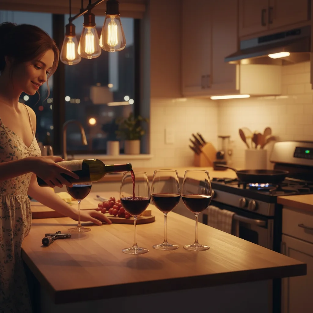 Kitchen with AI-added attractive stranger