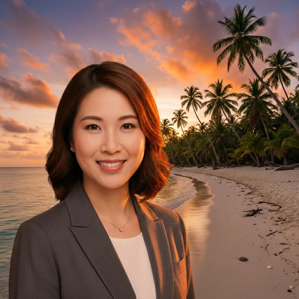 Portrait with beach background