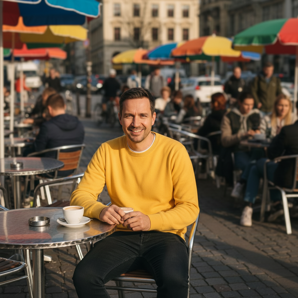 Same portrait with soft bokeh background, subject stands out beautifully