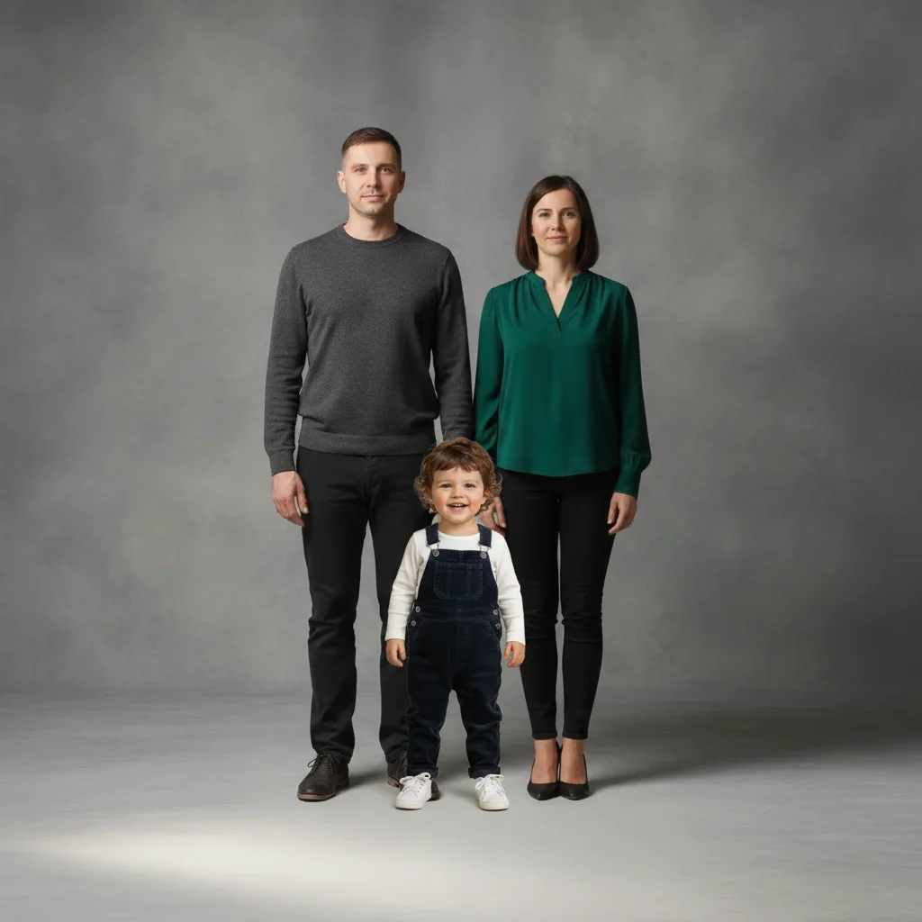 Complete family portrait with child added