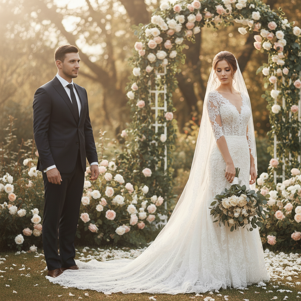 Bride with father added beside her