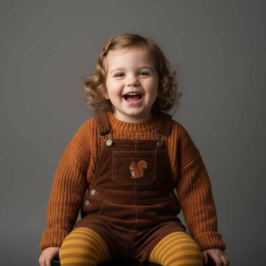 Young child against gray backdrop