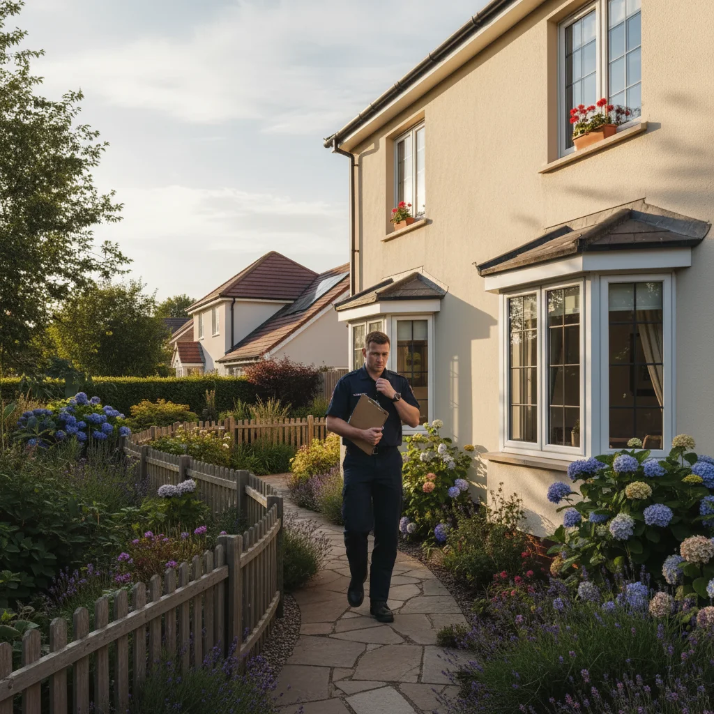 House with AI-added fire inspector