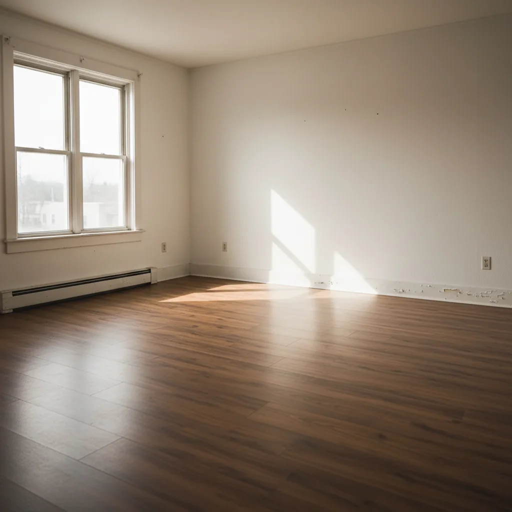 Same rental unit with medium brown LVP flooring applied from property investor's sample