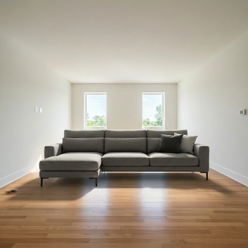 Living room with sofa added