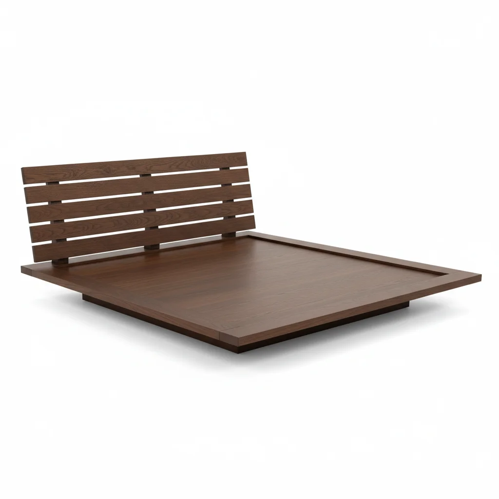 Platform bed in dark oak finish