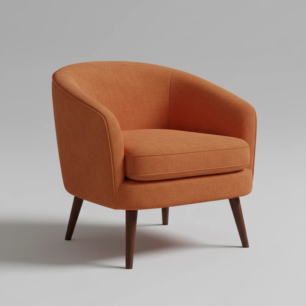 Accent armchair in rust fabric