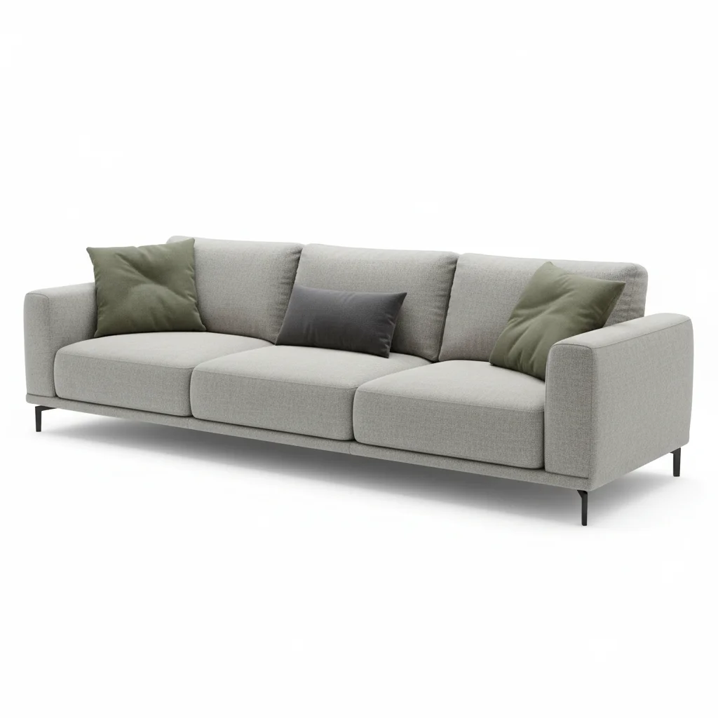 Charcoal sectional sofa with chaise on white background