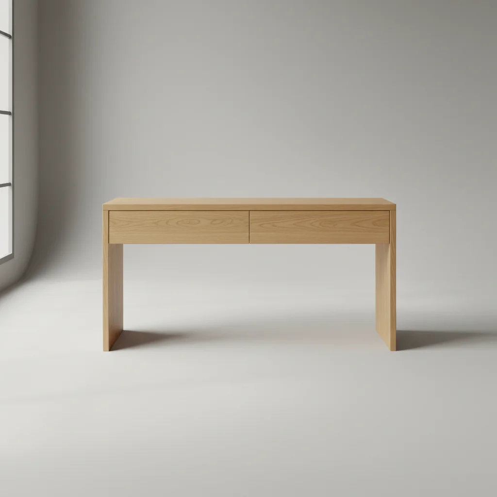 White adjustable standing desk on white background