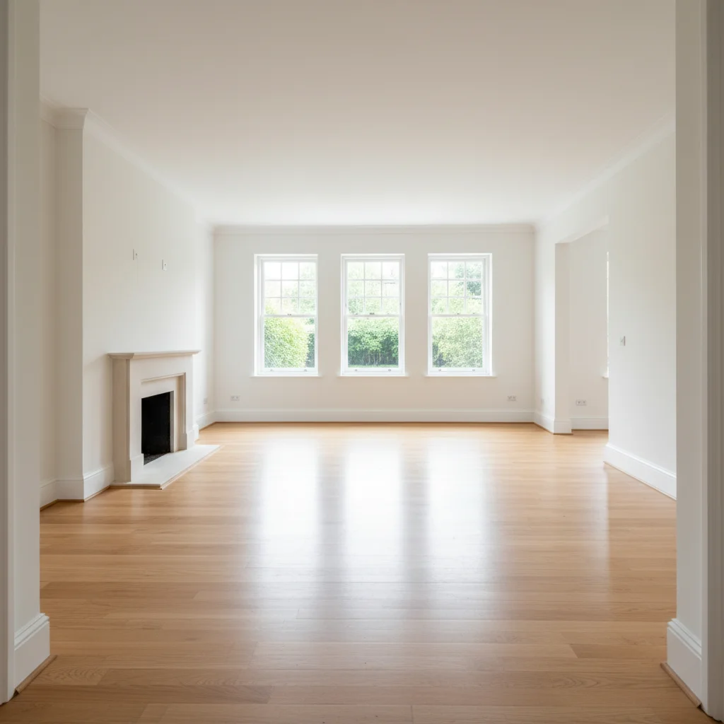 Vacant real estate living room — bright, empty, listing photography quality