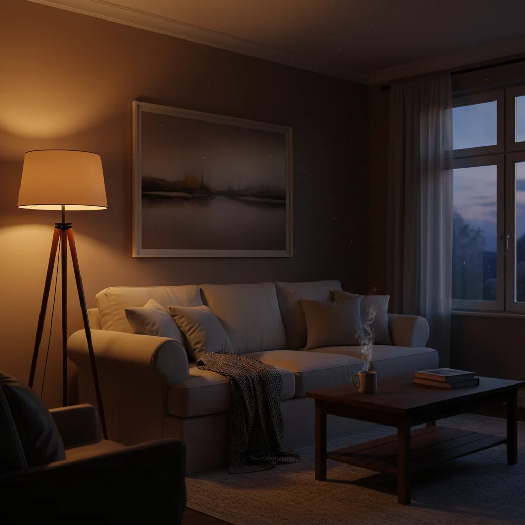 Dimly lit room before ghost prank