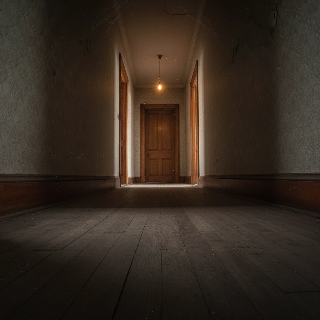 Empty hallway before ghost prank