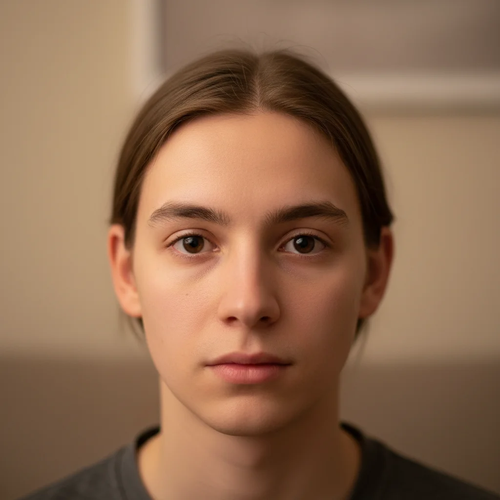 Front-facing portrait with no glasses