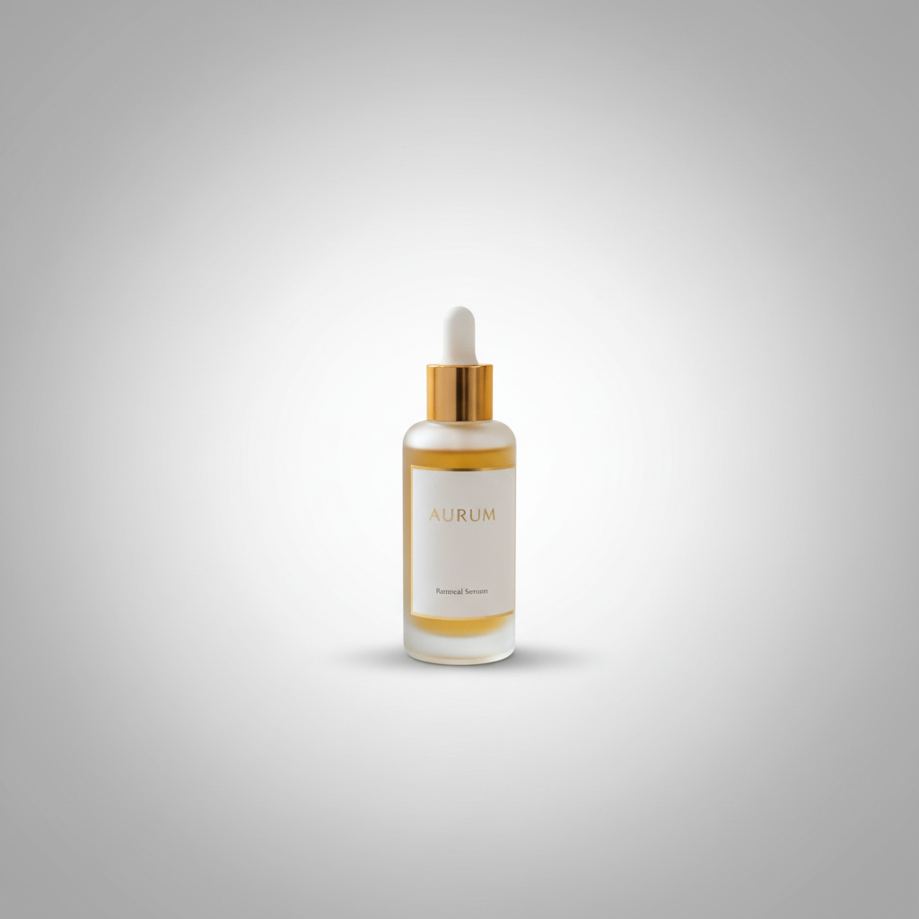 Skincare bottle with clean white-to-gray radial gradient background