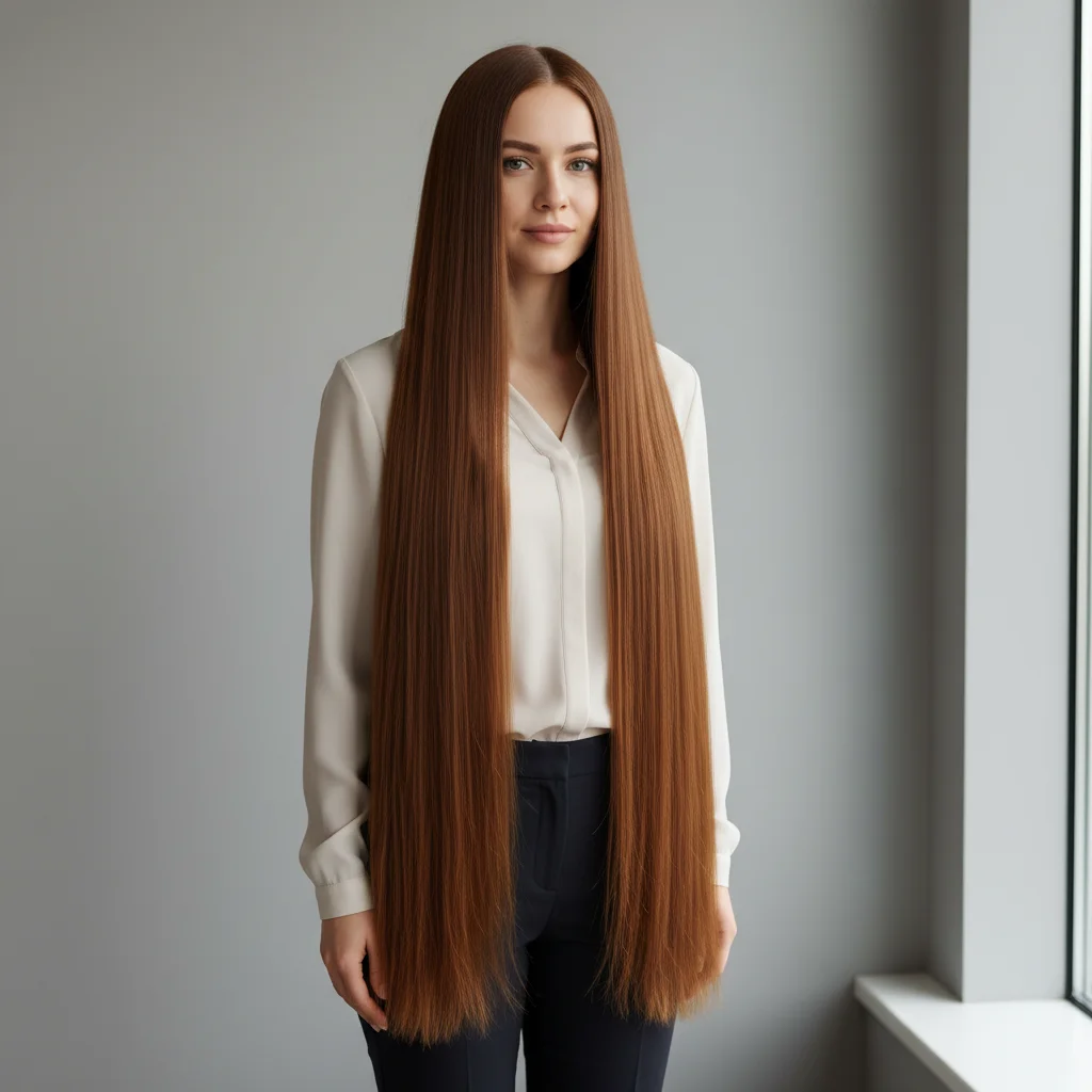 Reference photo showing target waist-length extension style