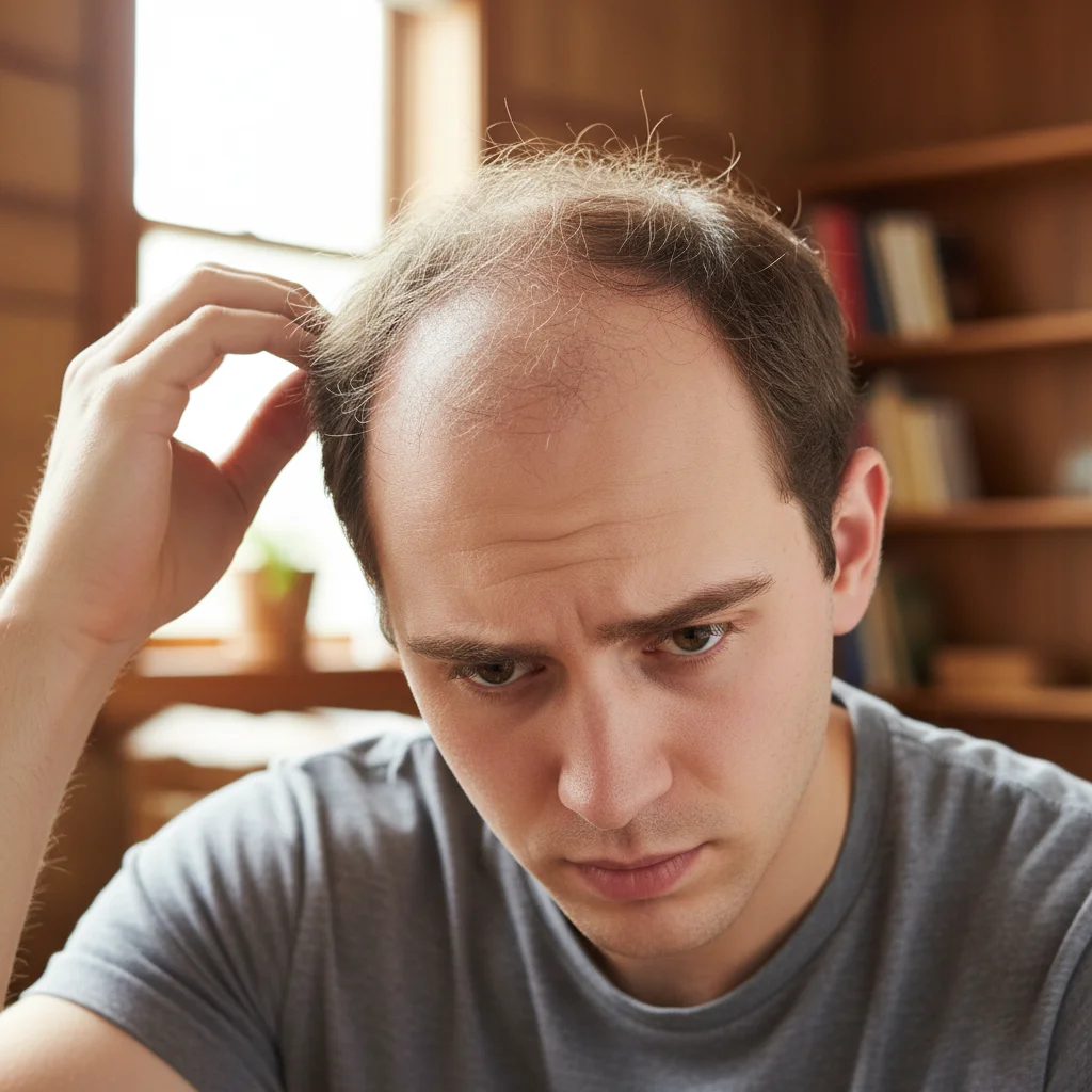 Woman with straight dark shoulder-length hair