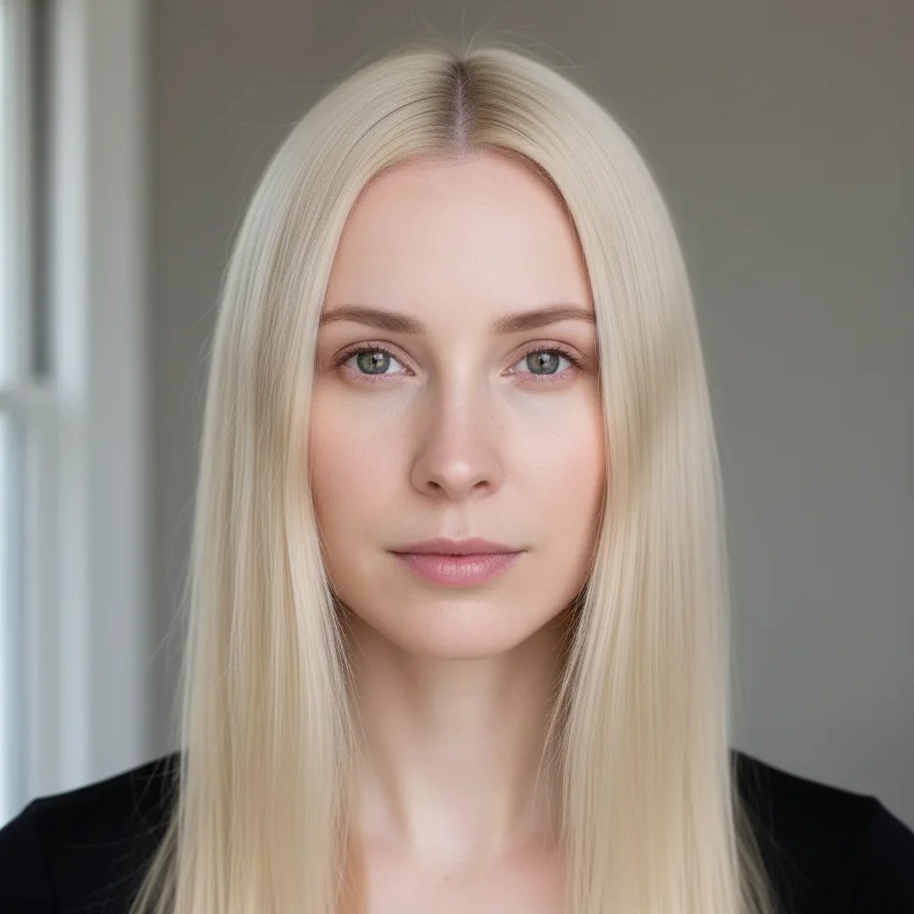 Same person with wavy auburn medium-length hair naturally added