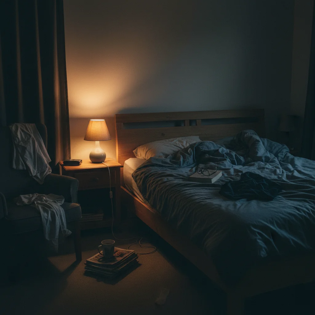 Dimly lit room before intruder prank