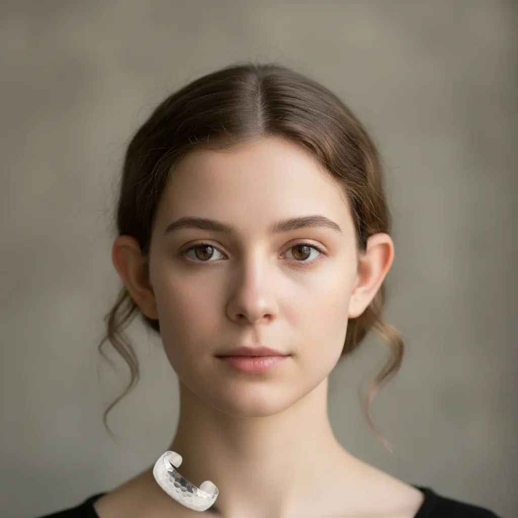 Same portrait with drop earrings naturally placed in both earlobes