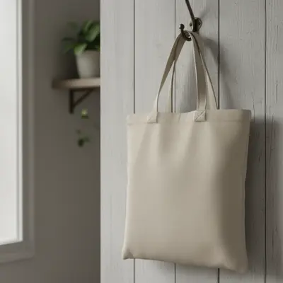 Before: Logo applied to a canvas tote bag