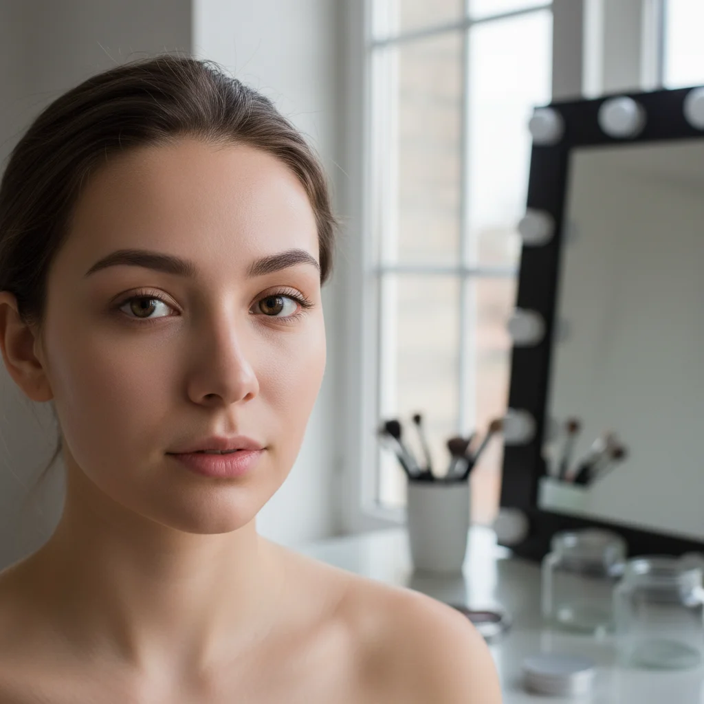 Woman with natural bare face