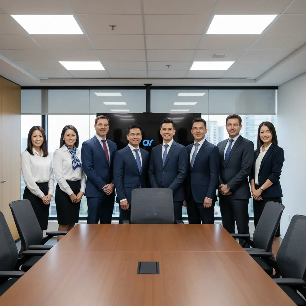 Complete team photo with the employee added at the right end