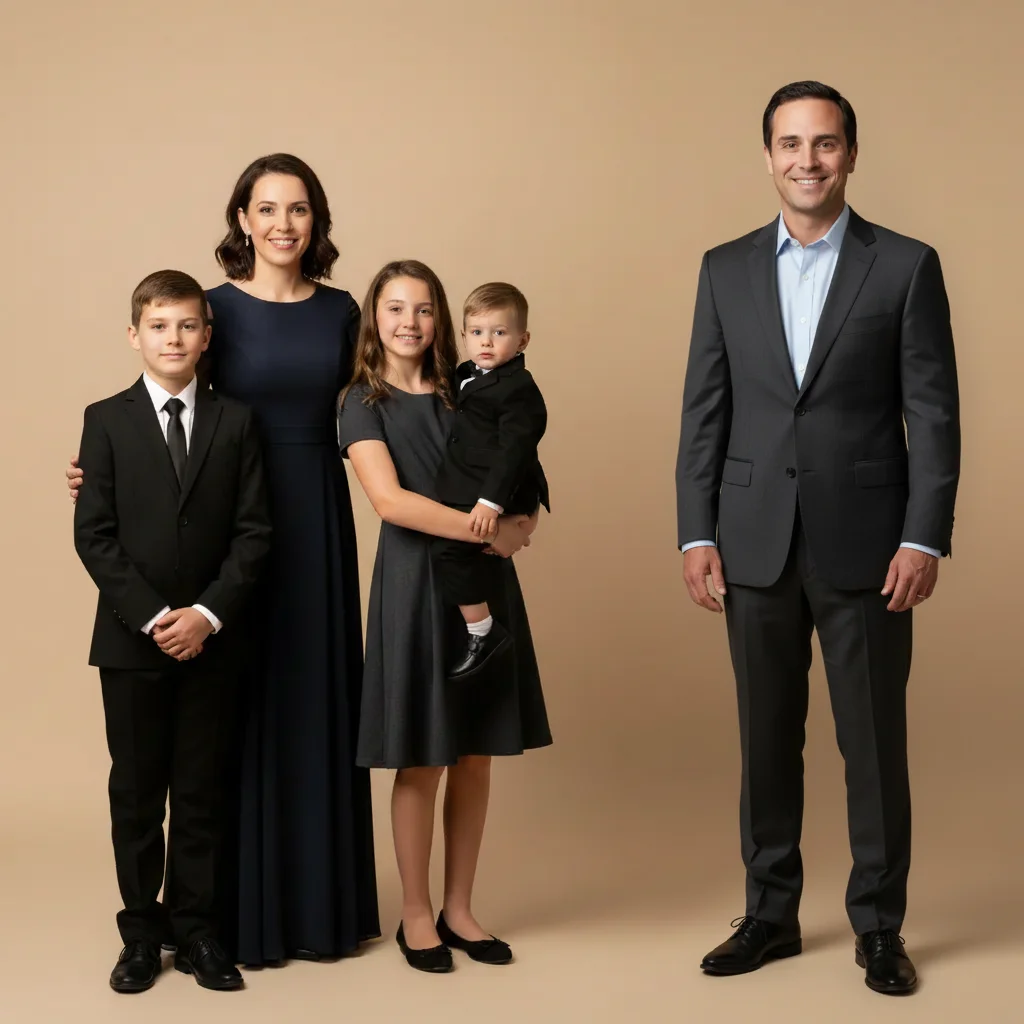Complete family portrait with father added on the right