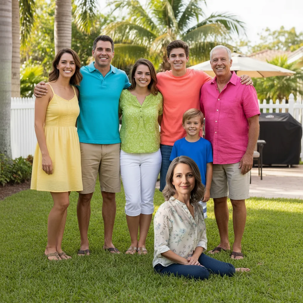 Complete family reunion photo with grandmother added in front