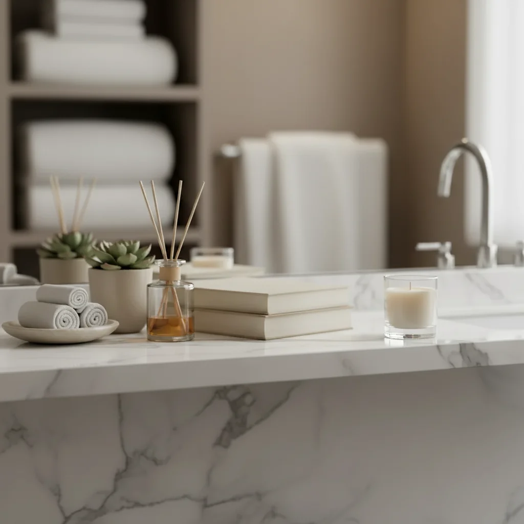Same shelf with a candle naturally added to the right end