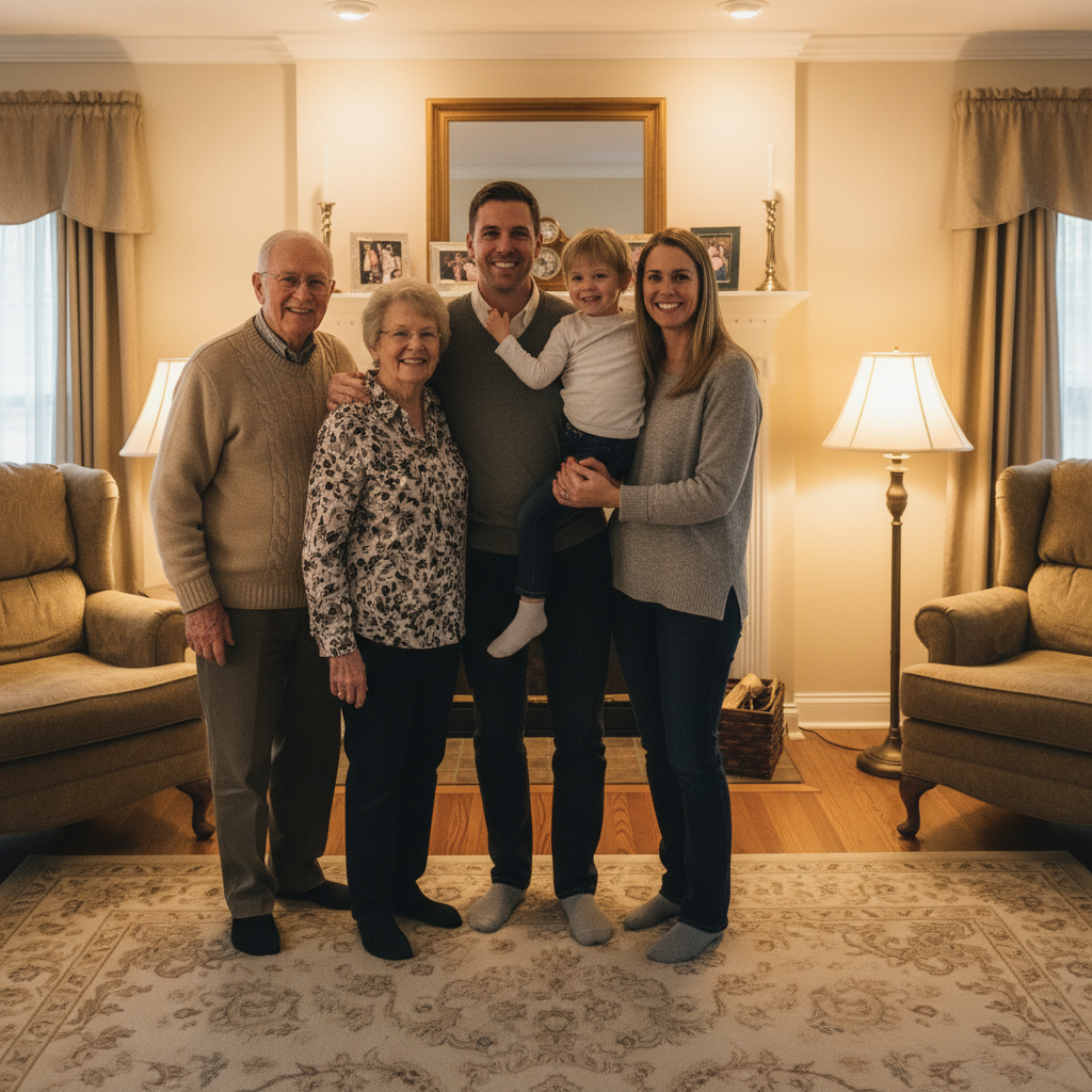 Family group photo with gap on the right side
