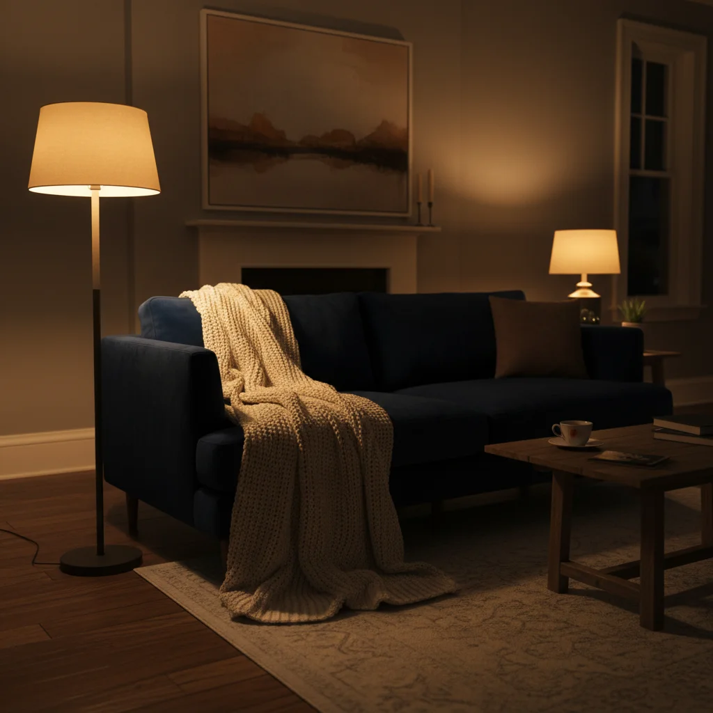 Empty couch at night