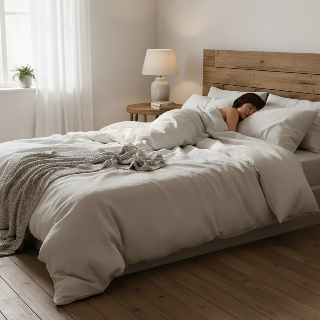 Bed with AI-added sleeping stranger