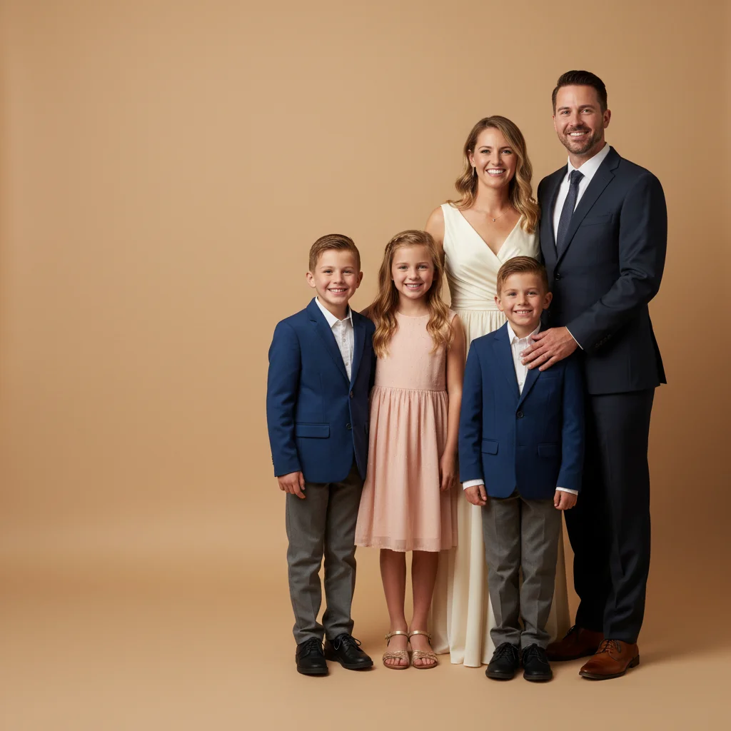 Family portrait with a gap on the left side