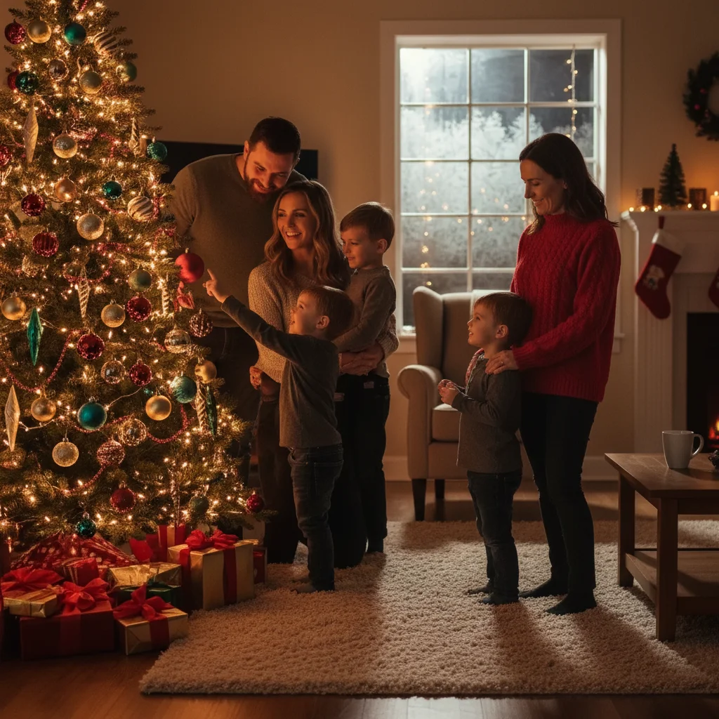 Complete holiday family photo with the missing member added naturally