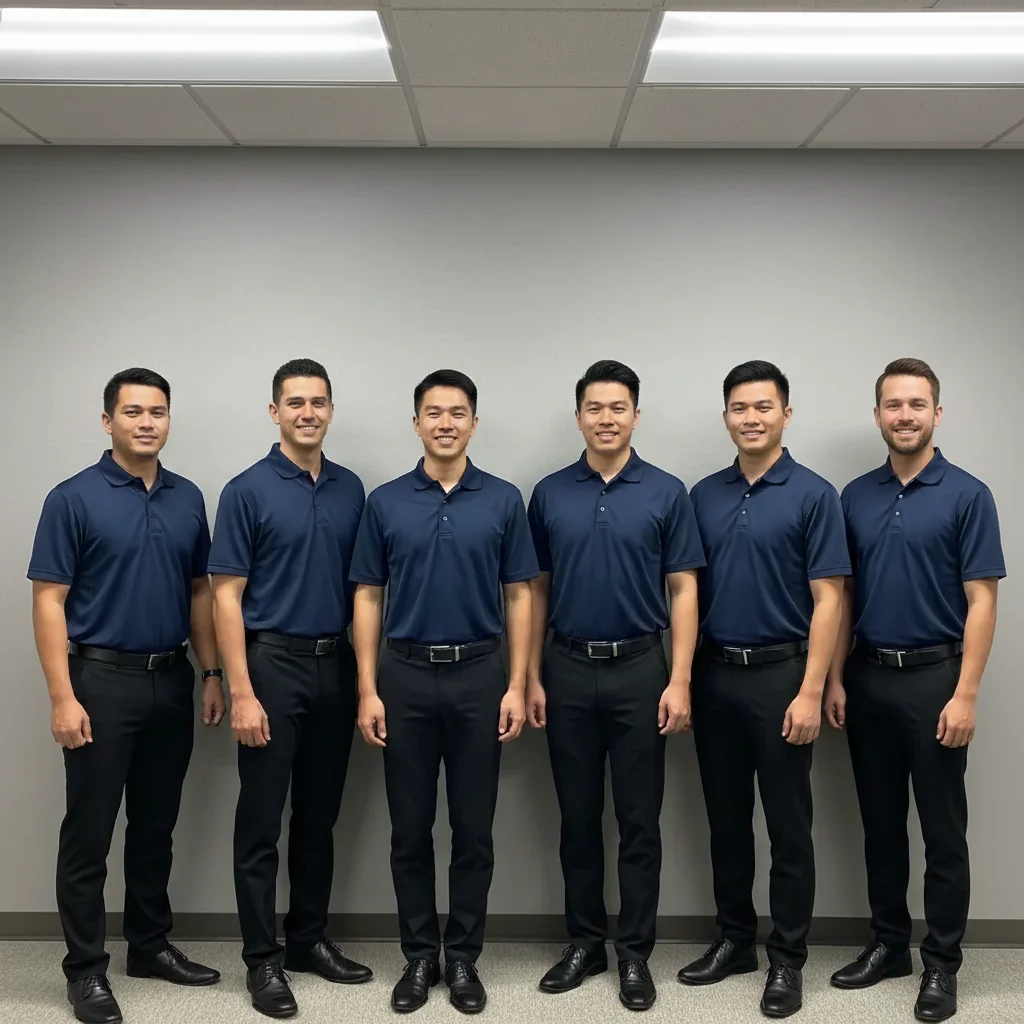 Complete team photo with coworker added at the right end