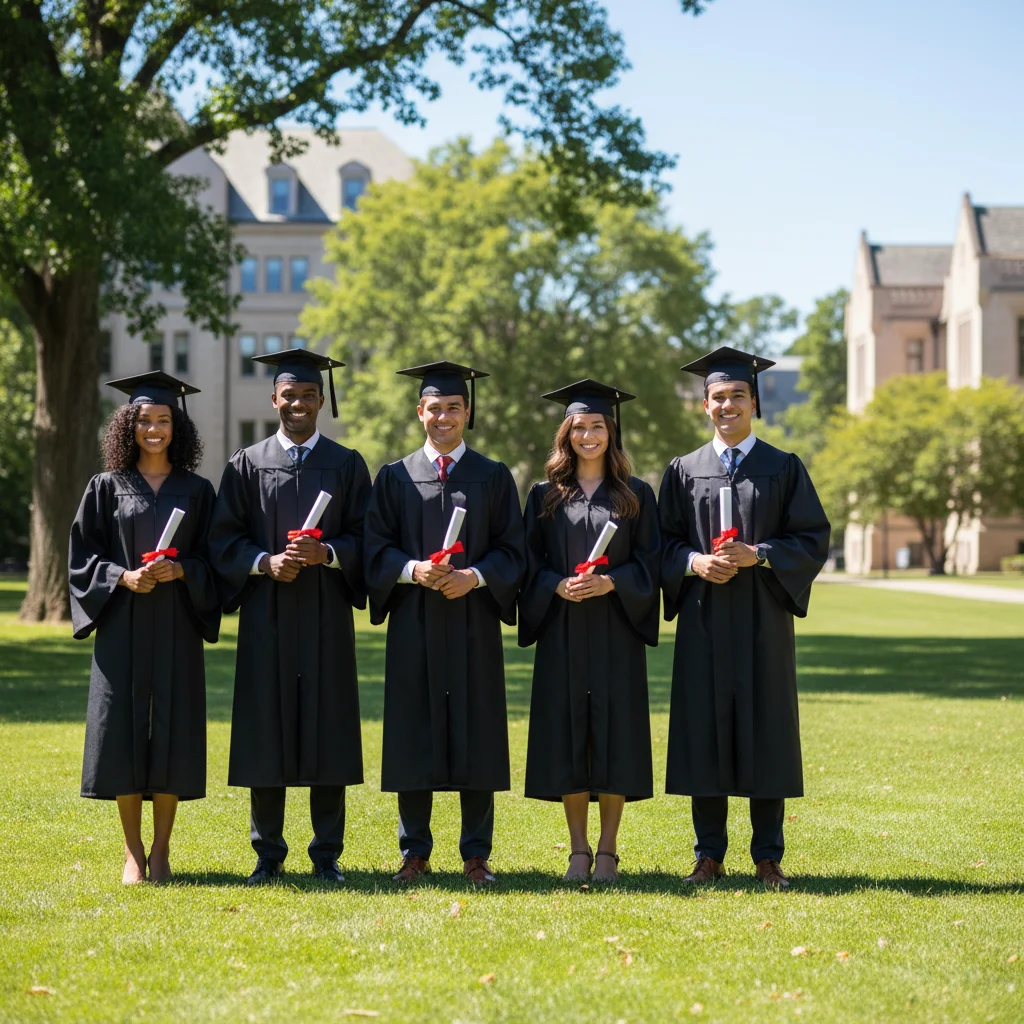 Graduate group photo with a gap at the right end