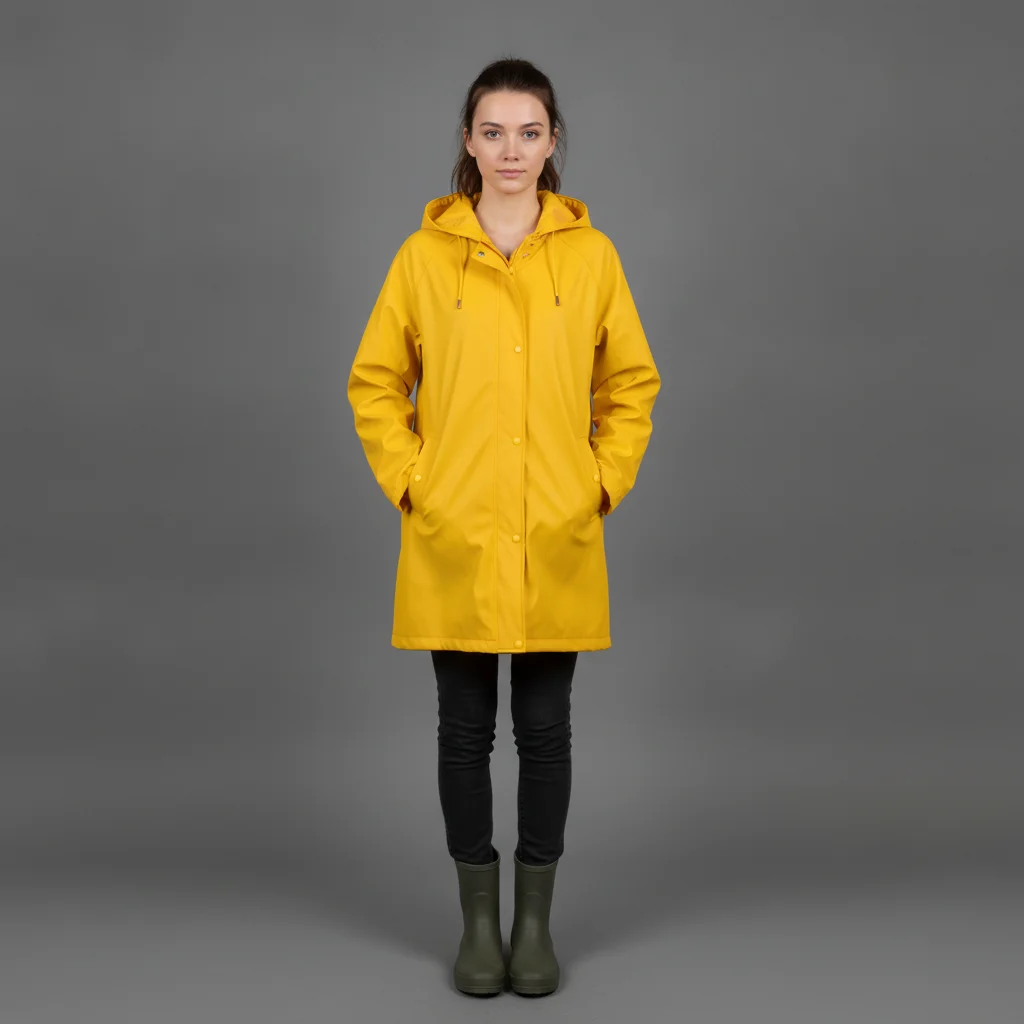 Woman in a bright yellow raincoat to be added to the park scene