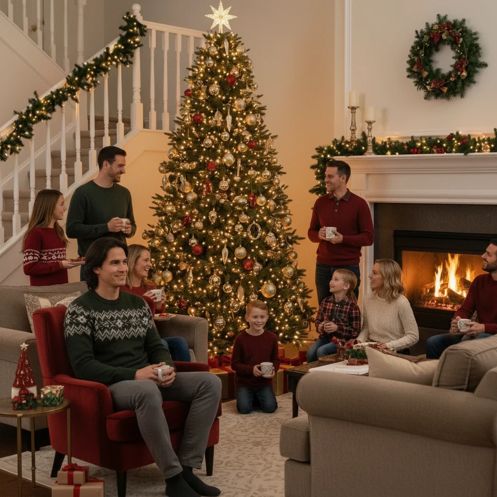Complete holiday picture with the person seated in the empty chair
