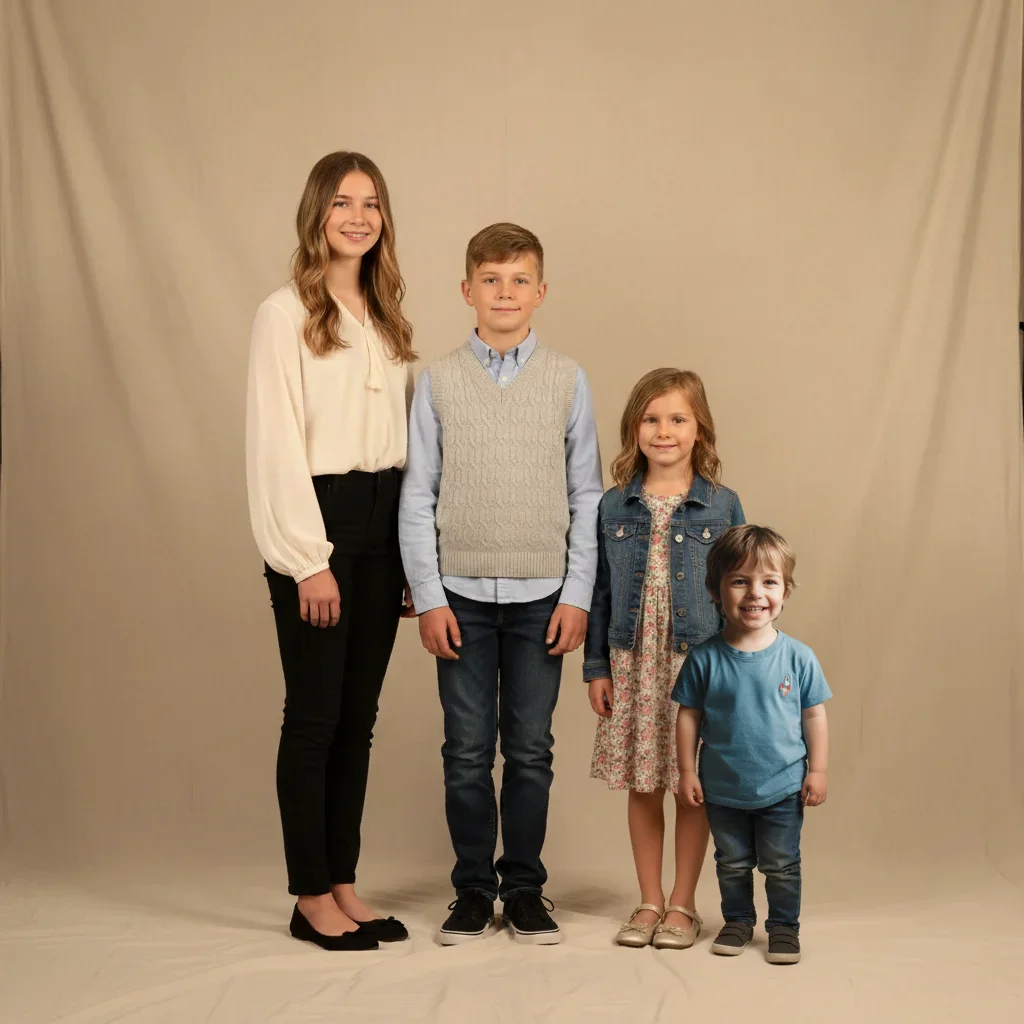 Complete sibling portrait with youngest in front