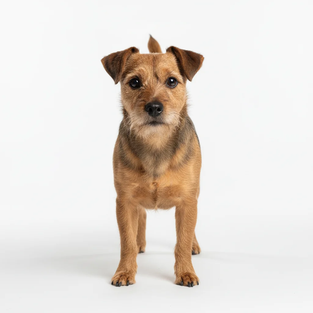Small brown terrier to be added held in the woman's arms