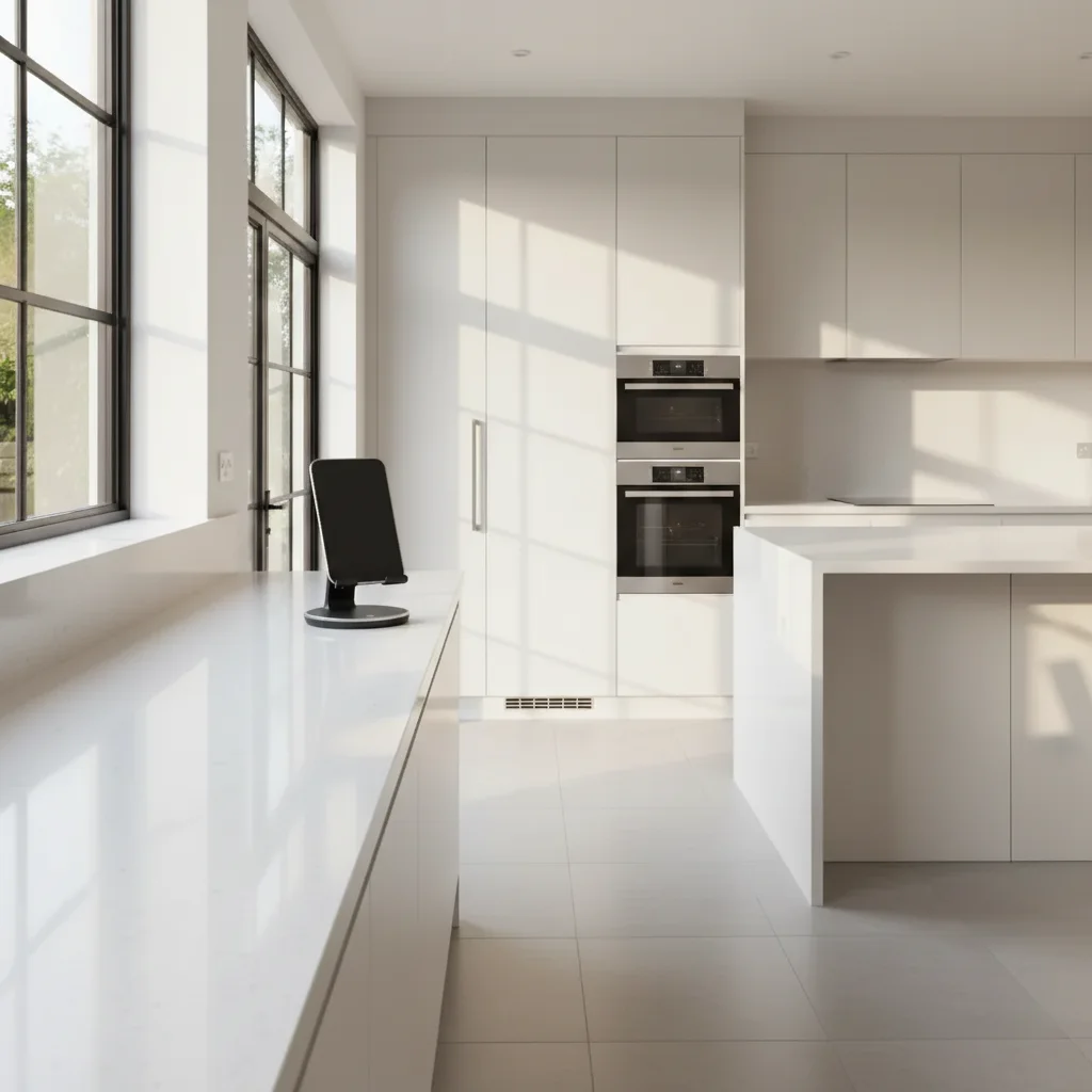Same kitchen counter with a packaged food product naturally placed near the window