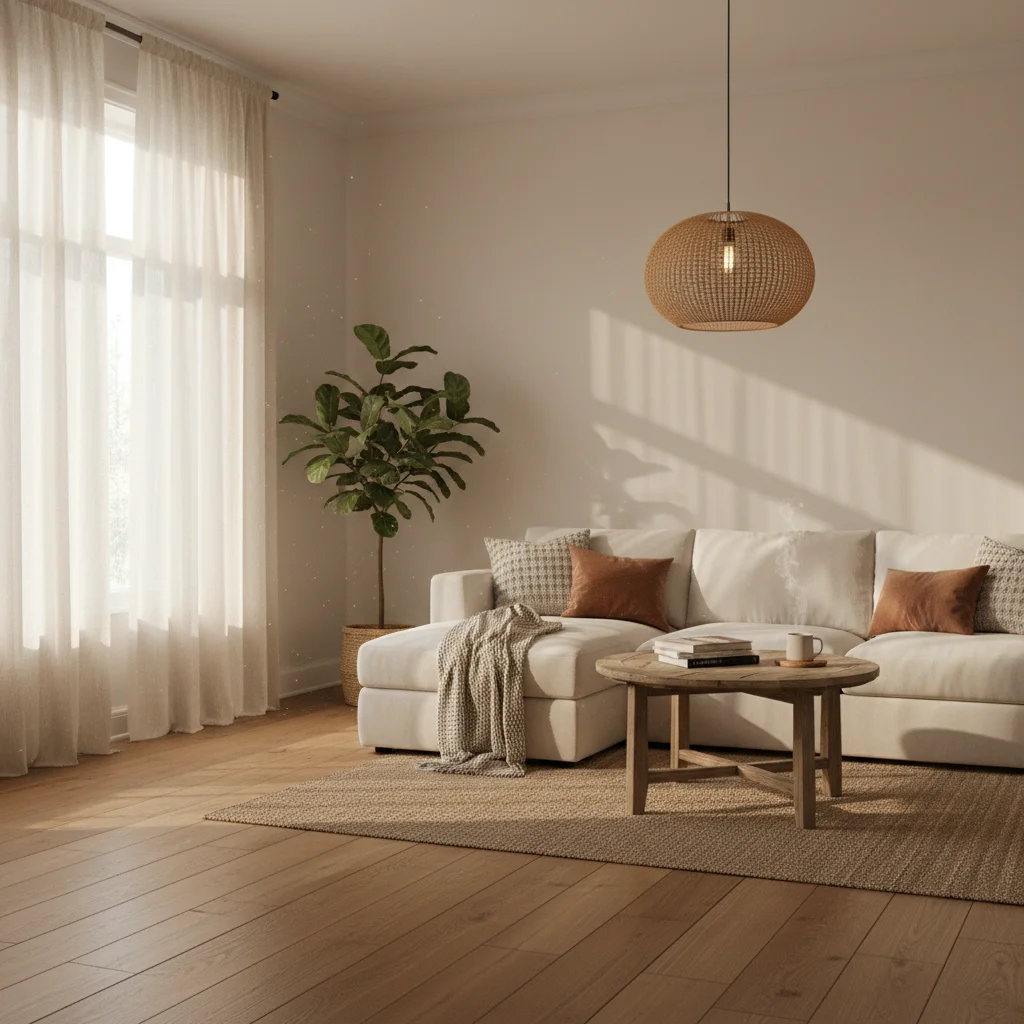 Empty living room before electrician prank