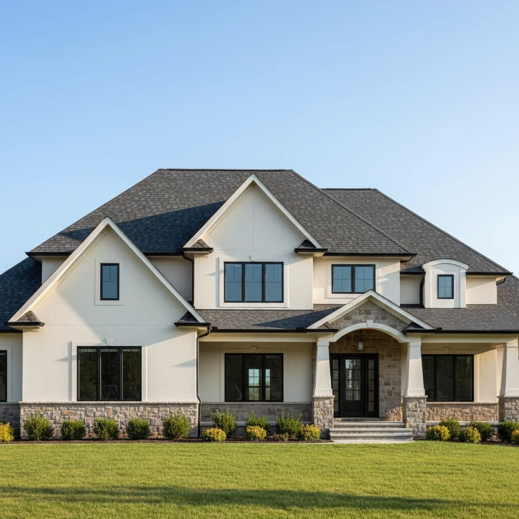 House exterior with roofline cropped tight to top of frame