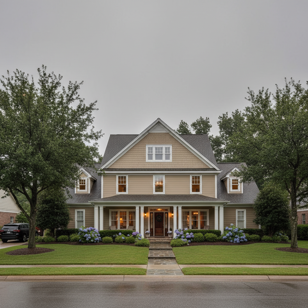 House with gray overcast sky