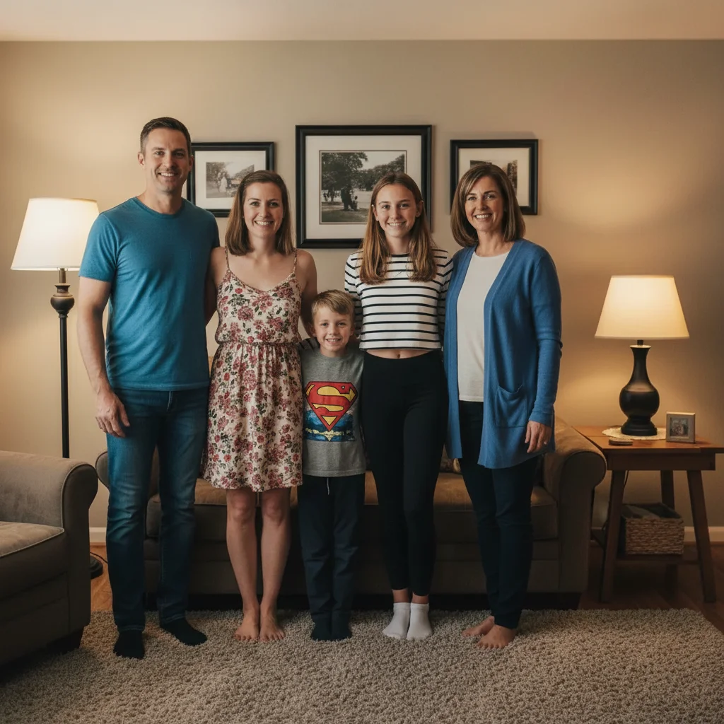 Complete family group with the missing person added on the right