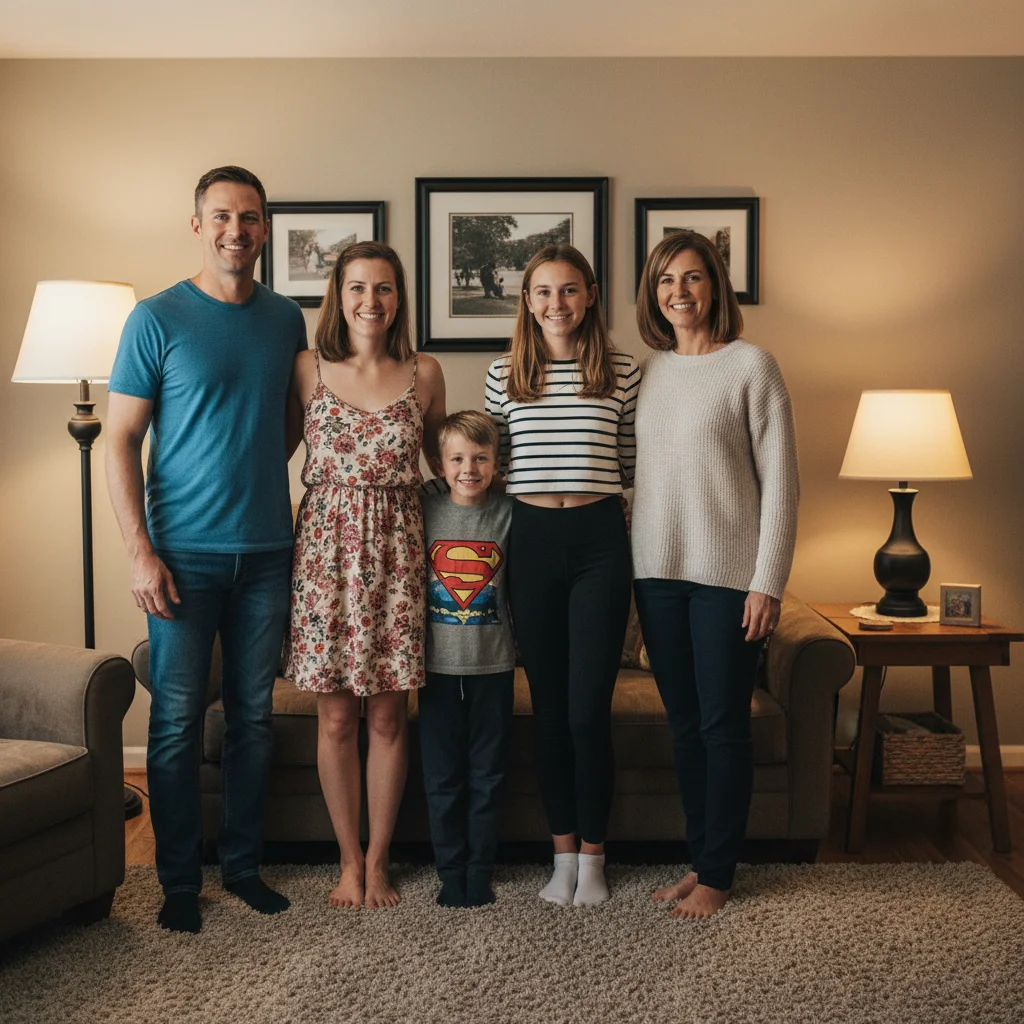 Family group with visible gap at the right side of the lineup