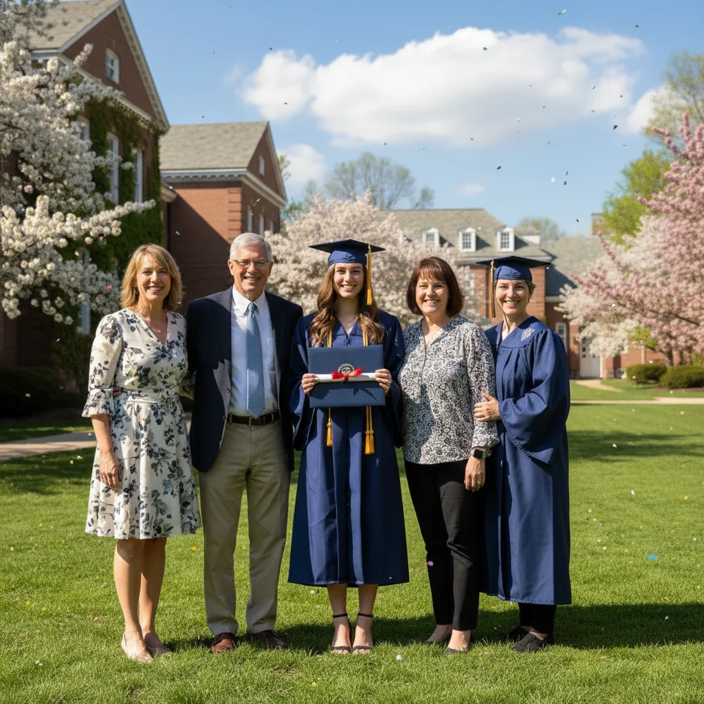 Complete graduation picture with the family member added