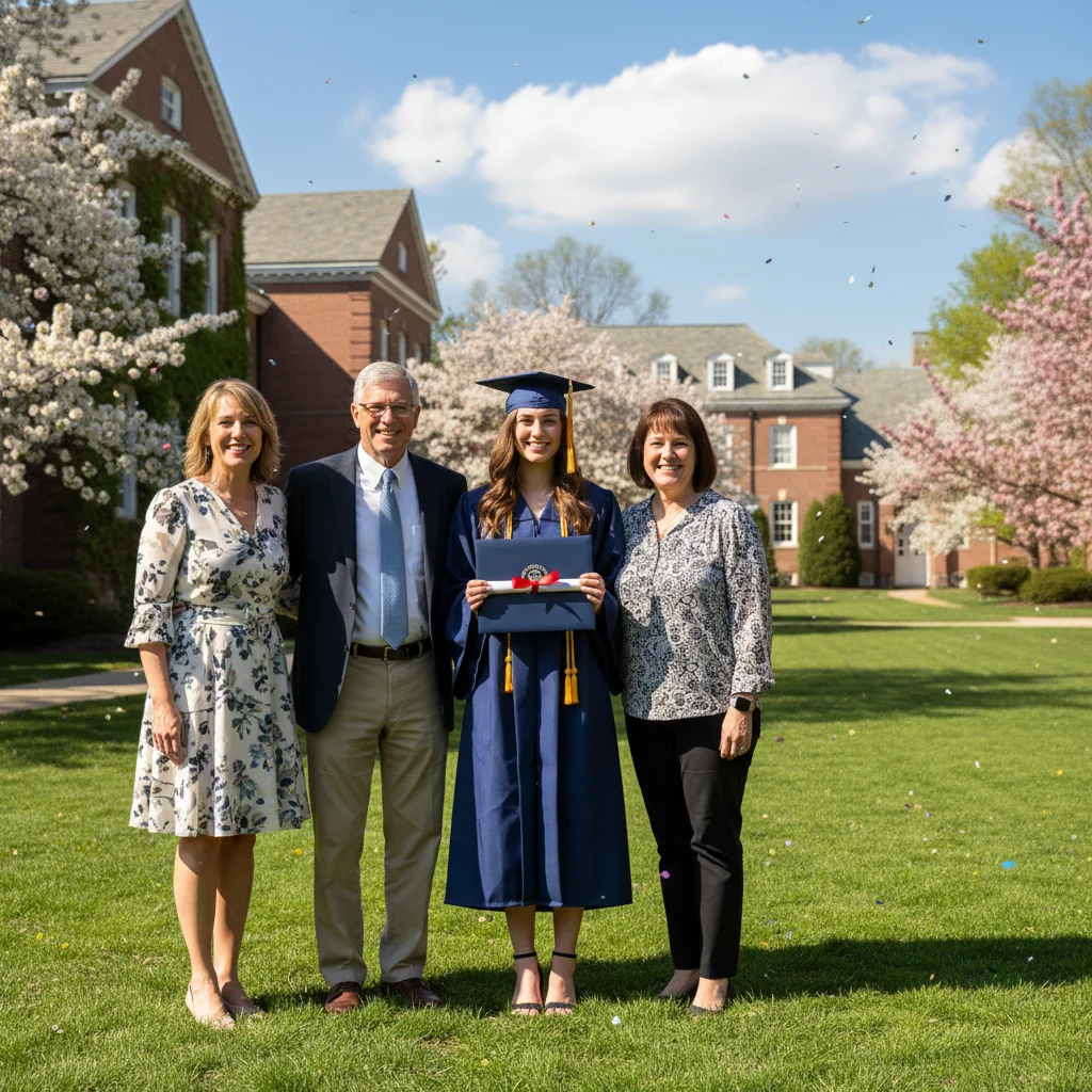 Graduation picture with gap at the right end of the family