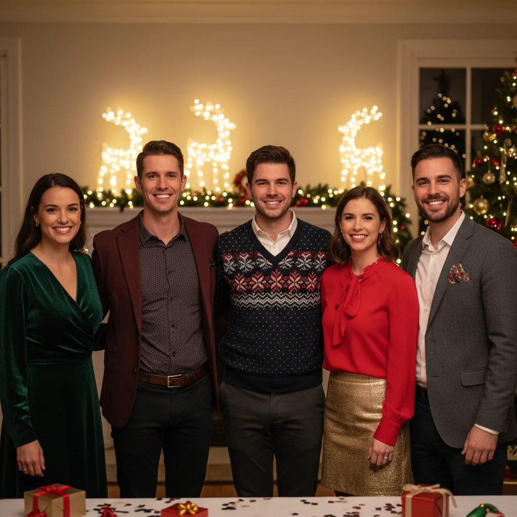 Office holiday picture with a gap on the left end of the lineup